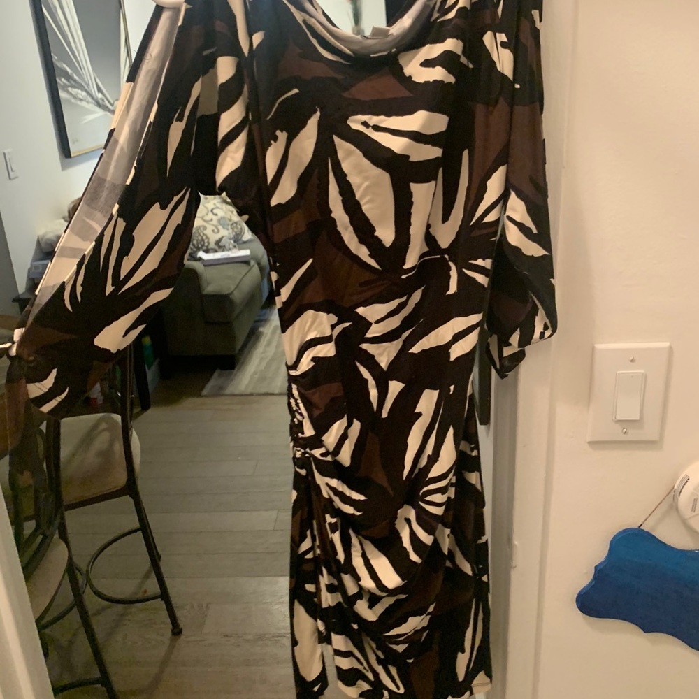 Brown and white cache dress